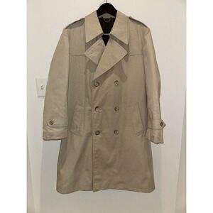 VTG Dunn & Co Overcoat Mens X Large Khaki Plaid Quilted Tartan Raincoat British